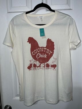 Maurices Cream Tee with Rust Graphic Hen
